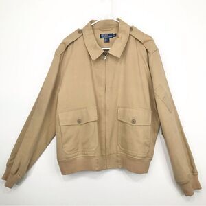 Polo Ralph Lauren Tan Silk Linen Zip Up Bomber Style Jacket